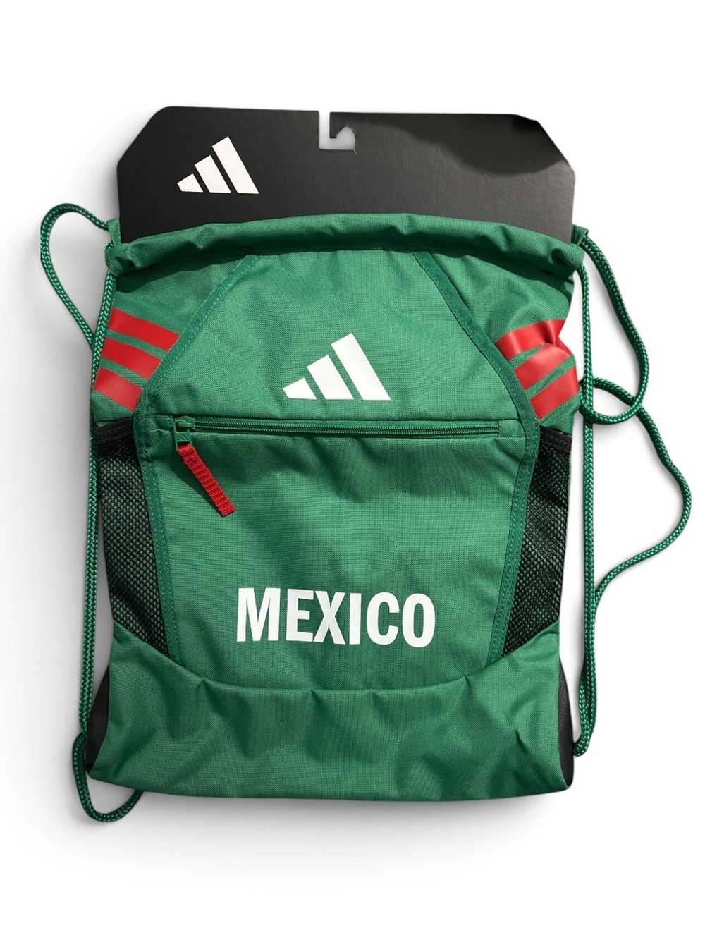 adidas Green Mexico Drawstring Duffel with Red Accents